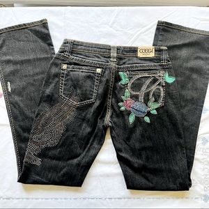 COOGI Black Jeans with Colorful Embellishments